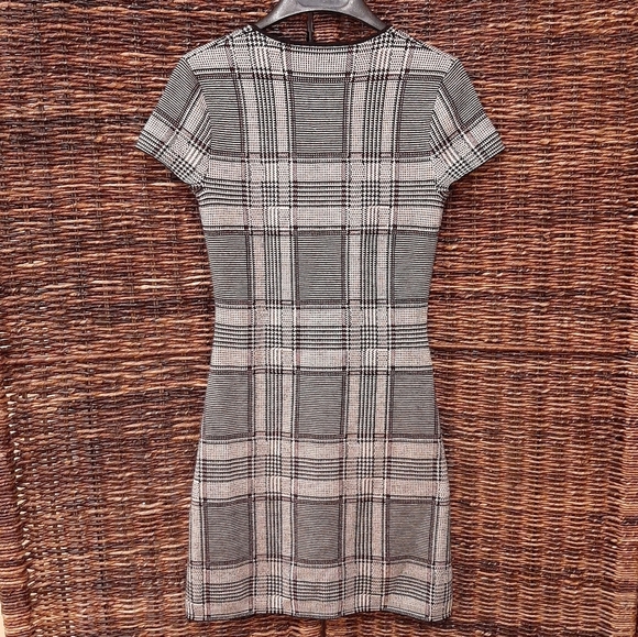Theory Branteen Merino Wool Plaid Houndstooth Dark Academia Mini Dress Small - Picture 2 of 5